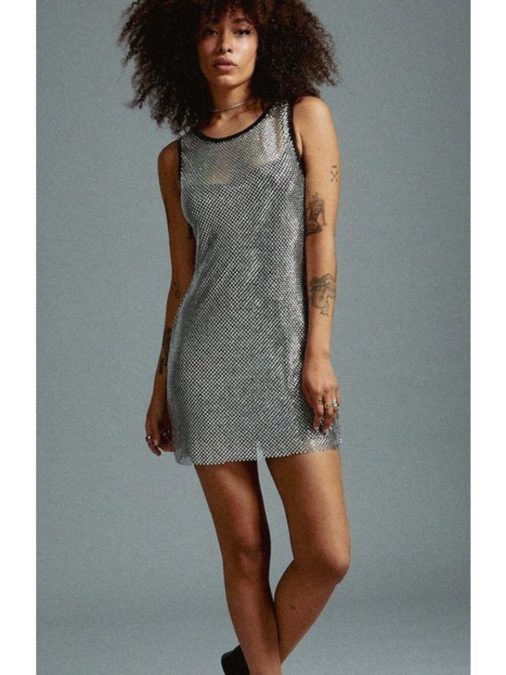 OPDNY OPD New York Black Tillie Dress Crystal Mesh Embellished OS